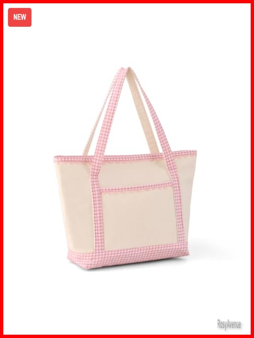 Canvas Gingham Tote Bag Large Zip Top Shoulder Bag Women
